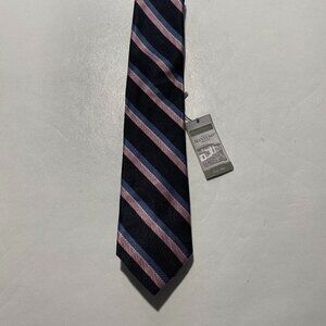 NEW- Mens Daniel Cremieux Mantero Neck Tie Silk Black Pink Striped MSRP$80- A109